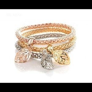 Tri-Color Leaf Bracelet Set